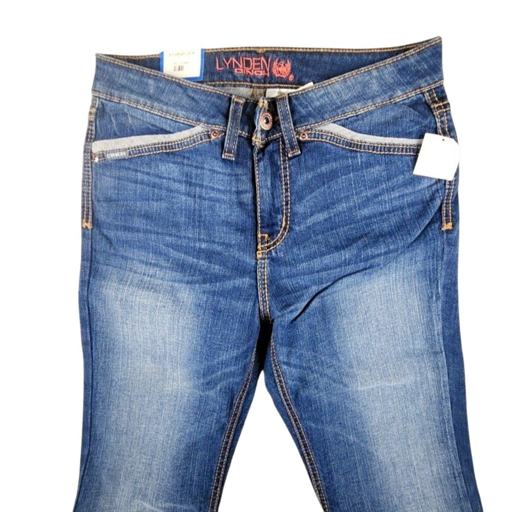 Cinch Lynden Jeans Womens 29/7 Long Blue Mid Rise Slim Wide Leg Stretch Denim